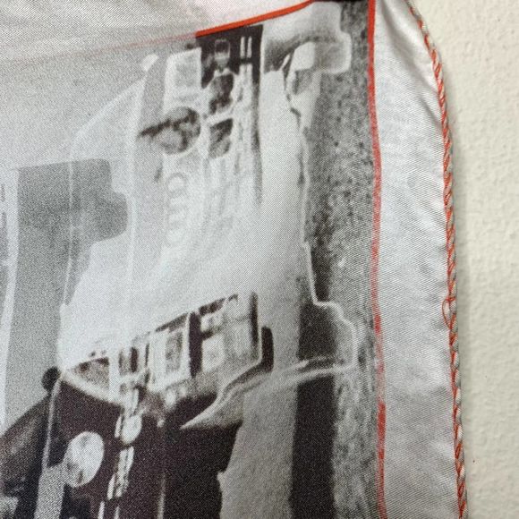 Roeckl Silk Square Scarf Cars Automobiles Orange Grey - Picture 5 of 9